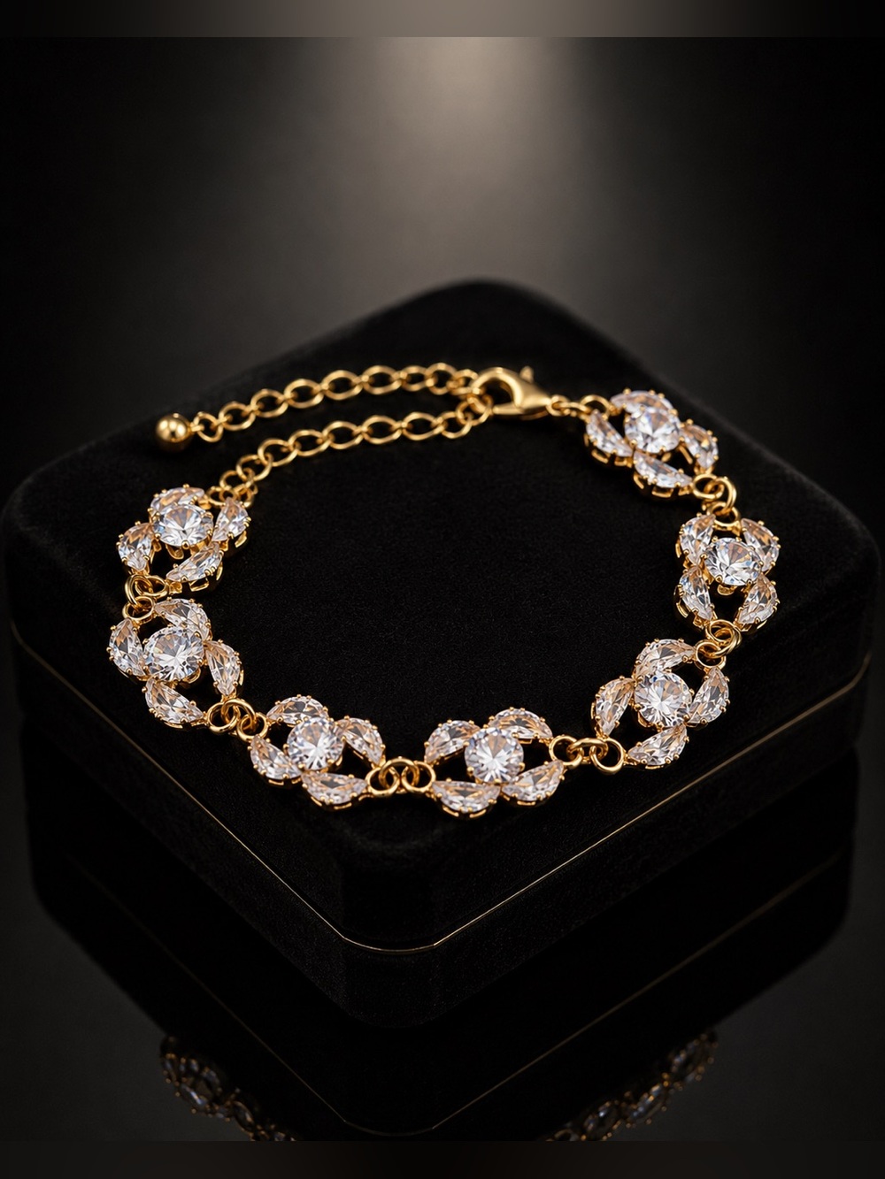 Gold Crystal CC Link Bracelet